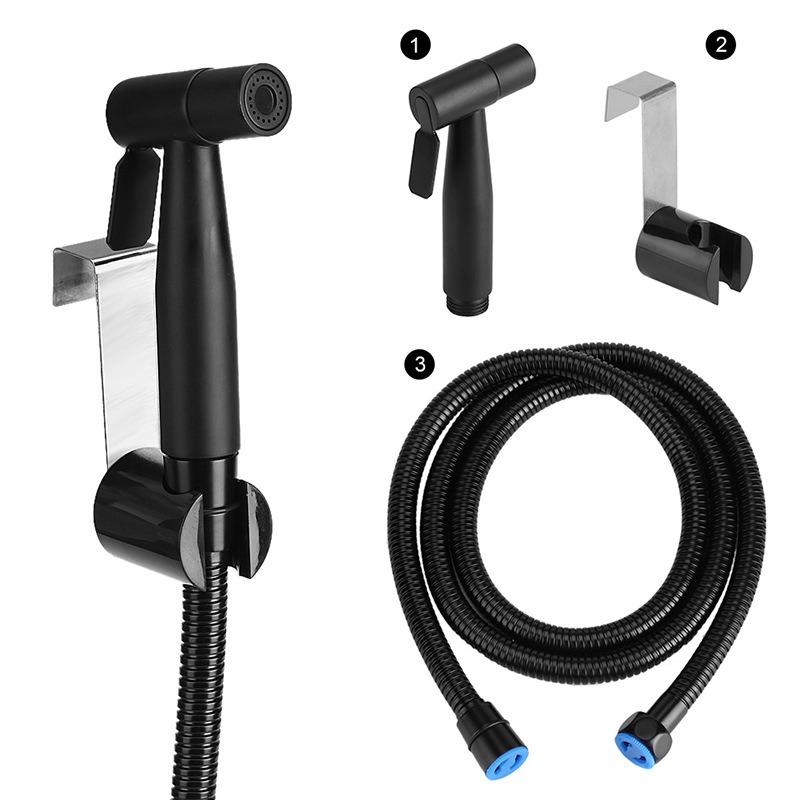 WLA Bidet Personal Hygiene Faucets Toilet Cleaning Pet Bath Mop Pool Toilet Spray Suction Hose Black Complete Booster Spray Set Home Use 