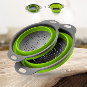 2 Pcs Pack Folding Colanders Collapsible Silicone Colanders