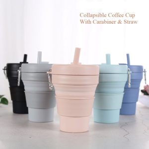16 oz / 473 ml Collapsible Silicone Coffee Cup With Straw