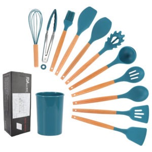 12 pcs Wooden Handle Silicone Utensil Sets